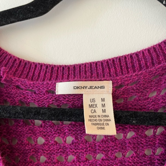 DKNY Purple Knit Crochet Cardigan - Picture 4 of 5